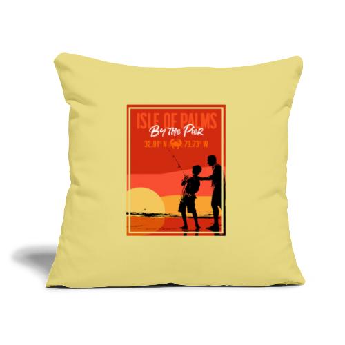 Isle of Palms. Fishing by The Pier - Throw Pillow Cover 17.5” x 17.5”