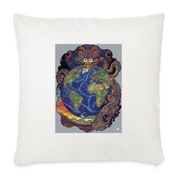 Serpentine Earth Psychedelic World Map - Throw Pillow Cover 17.5” x 17.5” - natural white - Front