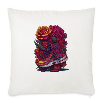 Sneaker Sneakers Shoes With Roses Rose - Throw Pillow Cover 17.5” x 17.5” - natural white - Front