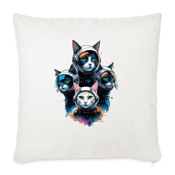 Feline Cosmic Explorers - Throw Pillow Cover 17.5” x 17.5” - natural white - Front