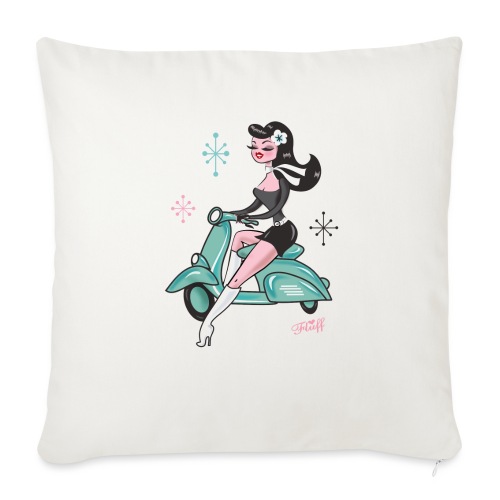 Scooter Girl Brunette - Throw Pillow Cover 17.5” x 17.5”