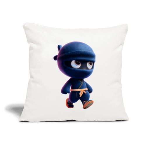 Playful Cartoon Baby Ninja Walking Happily - Throw Pillow Cover 17.5” x 17.5”