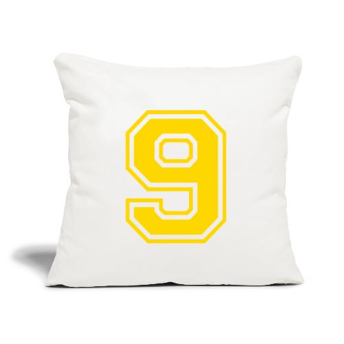 Number 9 in a classic athletic collegiate font - Throw Pillow Cover 17.5” x 17.5”