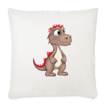 Playful Prehistoric Buddy - Throw Pillow Cover 17.5” x 17.5” - natural white - Front