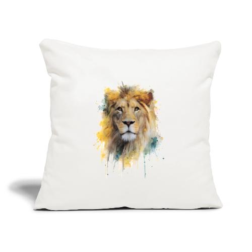 Watercolor Lion Portrait - Throw Pillow Cover 17.5” x 17.5”
