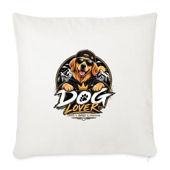 Royal Dog Love Graphic - Throw Pillow Cover 17.5” x 17.5” - natural white - Front