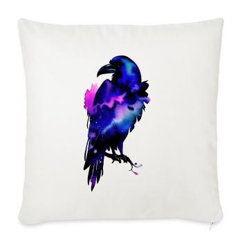 Watercolor Raven - Throw Pillow Cover 17.5” x 17.5” - natural white - Front