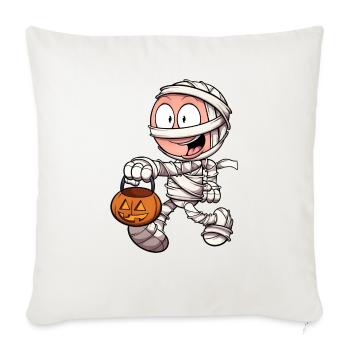 Kid In Mummy Costume Trick Or Treating - Throw Pillow Cover 17.5” x 17.5” - natural white - Front