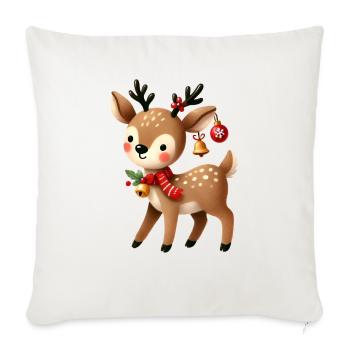 Deer Christmas, Merry Christmas, Christmas Retro - Throw Pillow Cover 17.5” x 17.5” - natural white - Front