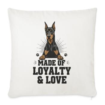 Loyalty & Love Doberman - Throw Pillow Cover 17.5” x 17.5” - natural white - Front