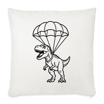 t rex with parachute - Throw Pillow Cover 17.5” x 17.5” - natural white - Front