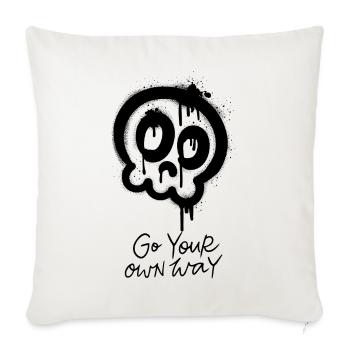 Graffiti Skull Go Your Own Way Urban Design - Throw Pillow Cover 17.5” x 17.5” - natural white - Front