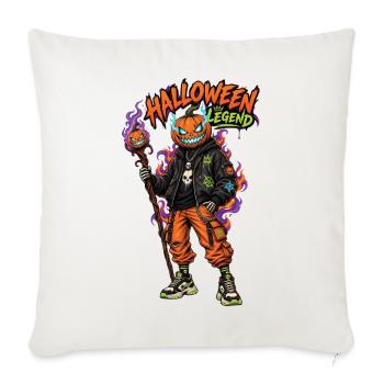 Halloween Legend Pumpkin Head Streetwear - Throw Pillow Cover 17.5” x 17.5” - natural white - Front