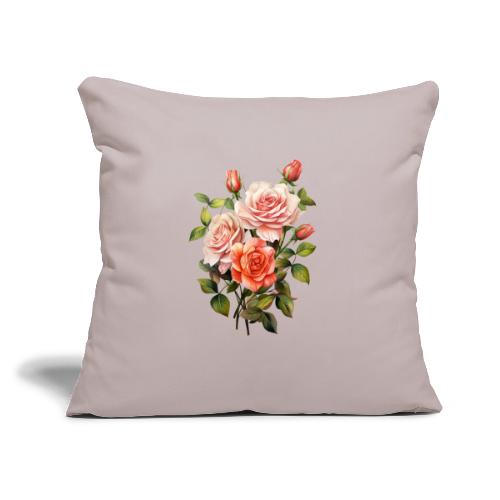 Pink Roses - Throw Pillow Cover 17.5” x 17.5”