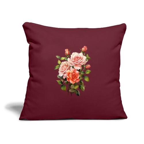 Pink Roses - Throw Pillow Cover 17.5” x 17.5”
