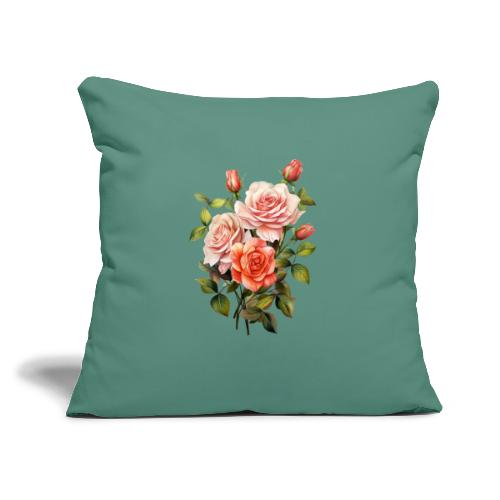 Pink Roses - Throw Pillow Cover 17.5” x 17.5”