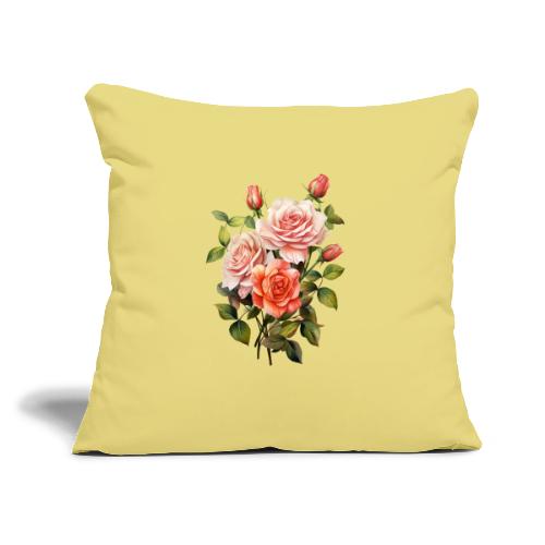 Pink Roses - Throw Pillow Cover 17.5” x 17.5”