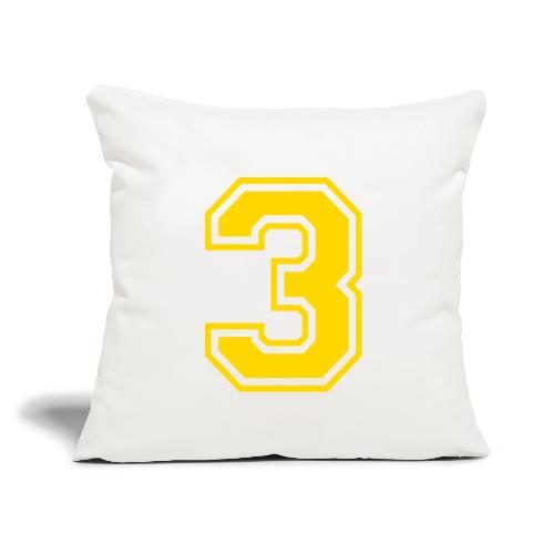 Number 3 in a classic athletic collegiate font - Throw Pillow Cover 17.5” x 17.5”