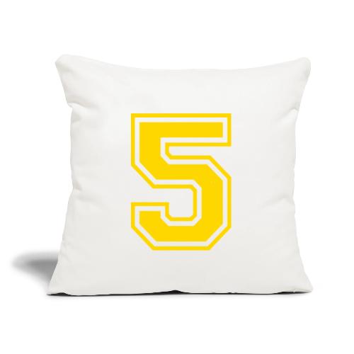 Number 5 in a classic athletic collegiate font - Throw Pillow Cover 17.5” x 17.5”