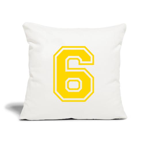 Number 6 in a classic athletic collegiate font - Throw Pillow Cover 17.5” x 17.5”