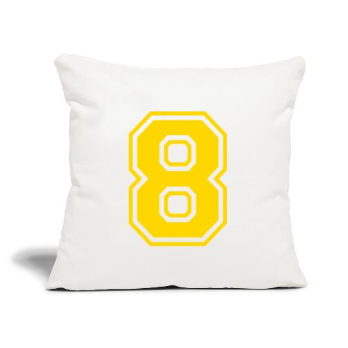 Number 8 in a classic athletic collegiate font - Throw Pillow Cover 17.5” x 17.5”