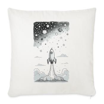 Nocturne Rocket Launch Silhouette - Throw Pillow Cover 17.5” x 17.5” - natural white - Front