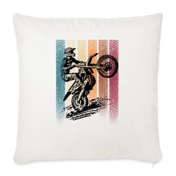 Motocross - Throw Pillow Cover 17.5” x 17.5” - natural white - Front