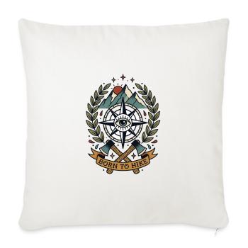 Born to Hike Mountain Crest - Throw Pillow Cover 17.5” x 17.5” - natural white - Front