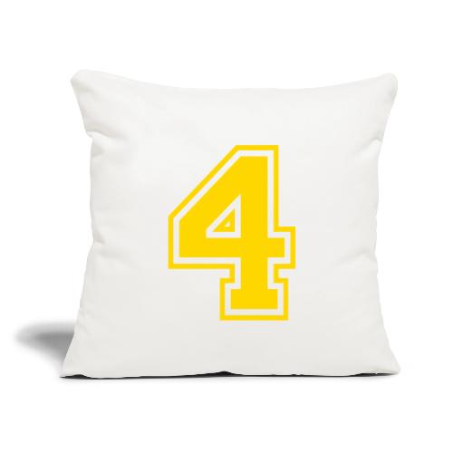 Number 4 in a classic athletic collegiate font - Throw Pillow Cover 17.5” x 17.5”