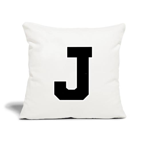 Varsity Letter J Athletic Alphabet Graphic - Throw Pillow Cover 17.5” x 17.5”