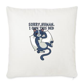 Sleepy Cat T Shirt - Throw Pillow Cover 17.5” x 17.5” - natural white - Front