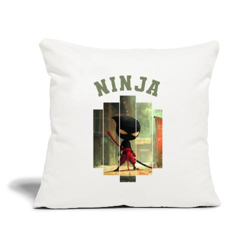 Cute Ninja Attack - Throw Pillow Cover 17.5” x 17.5”