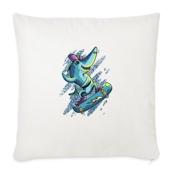 Shark Skate - Throw Pillow Cover 17.5” x 17.5” - natural white - Front
