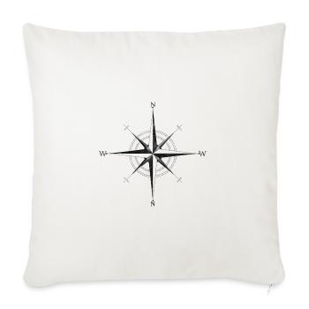 Noir Compass Rose - Throw Pillow Cover 17.5” x 17.5” - natural white - Front