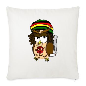 Stoner Hippie Owl - Throw Pillow Cover 17.5” x 17.5” - natural white - Front