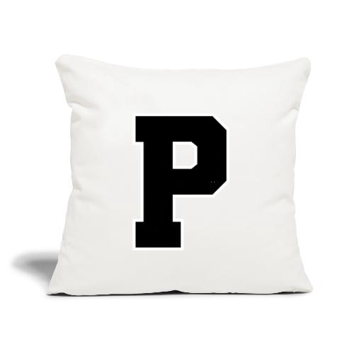 Varsity Letter P Athletic Alphabet Design - Throw Pillow Cover 17.5” x 17.5”