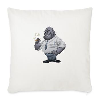 Cigar Smoking Gorilla - Throw Pillow Cover 17.5” x 17.5” - natural white - Front