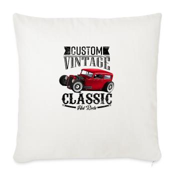 Vintage Custom Red Hot Rod - Throw Pillow Cover 17.5” x 17.5” - natural white - Front