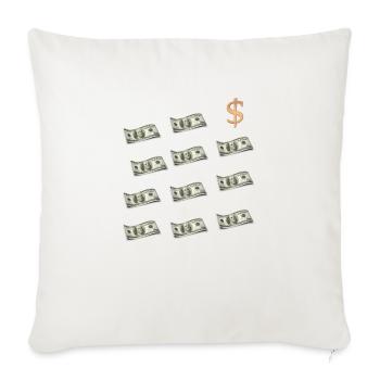 dollar print - Throw Pillow Cover 17.5” x 17.5” - natural white - Front
