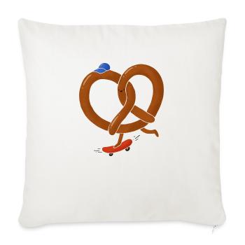 Pretzel Skate - Throw Pillow Cover 17.5” x 17.5” - natural white - Front