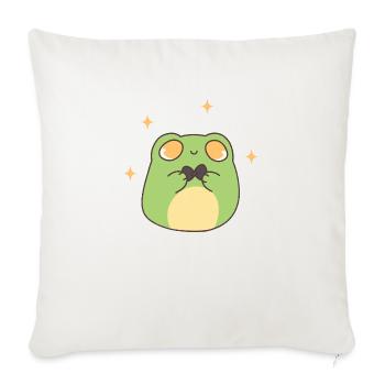 Frog With A Bow Tie - Throw Pillow Cover 17.5” x 17.5” - natural white - Front