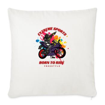 Motobike Ride: Vibrant Extreme Sports - Throw Pillow Cover 17.5” x 17.5” - natural white - Front
