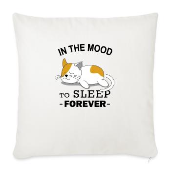 Lazy Sleepy Kitty Cat - Throw Pillow Cover 17.5” x 17.5” - natural white - Front