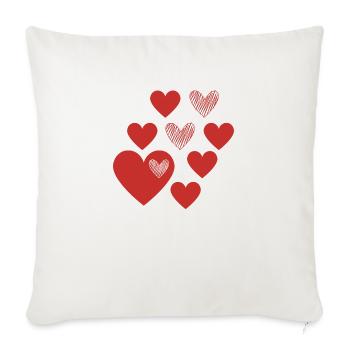Full Page Heart Printable Red Hearts - Throw Pillow Cover 17.5” x 17.5” - natural white - Front