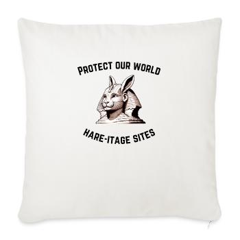 Hare-itage Sites Conservation Tee - Throw Pillow Cover 17.5” x 17.5” - natural white - Front