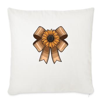 Sunflower On Large Bow - Throw Pillow Cover 17.5” x 17.5” - natural white - Front