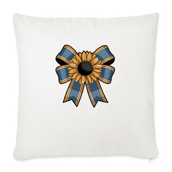 Sunflower on Ribbon Bow - Throw Pillow Cover 17.5” x 17.5” - natural white - Front