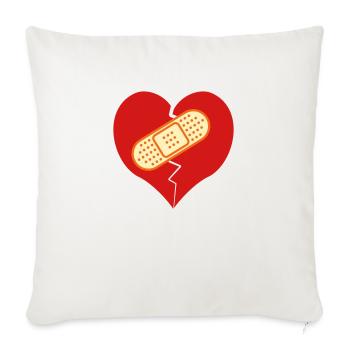 broken heart with bandaid - Throw Pillow Cover 17.5” x 17.5” - natural white - Front