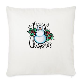 Merry Christmas Snowman - Throw Pillow Cover 17.5” x 17.5” - natural white - Front