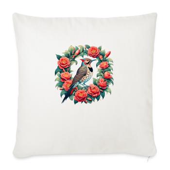 Alabama's state bird and flower - Throw Pillow Cover 17.5” x 17.5” - natural white - Front